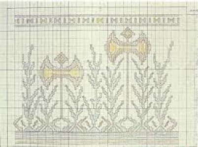 Minoan design, double axe, on graf paper.