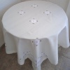 Handwoven tablecloth with white flowers