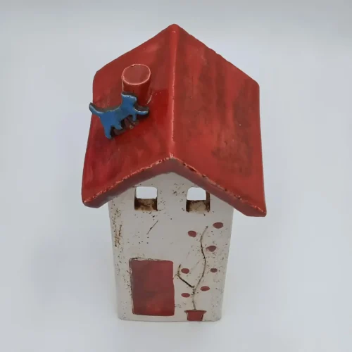 Ceramic house with cat on the roof - Image 2