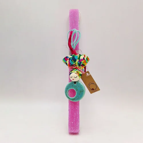 Λιλά λαμπάδα με κολιέ