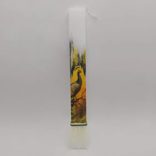 Λαμπάδα με ντεκουπάζ παγώνι