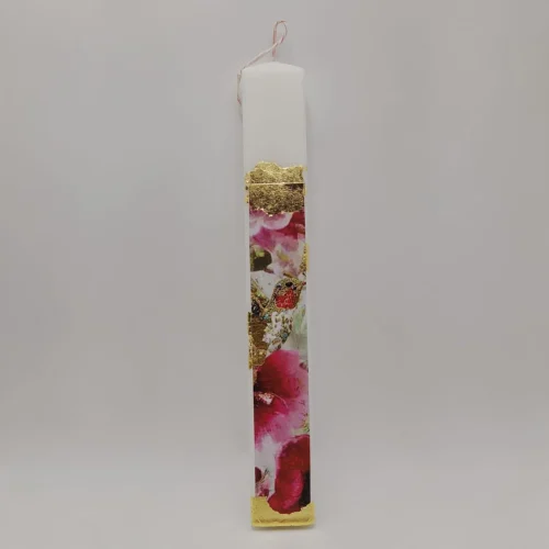 Λαμπάδα με ροζ λουλούδια