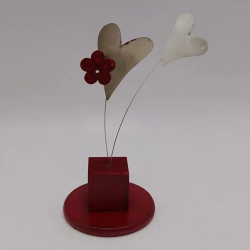 Hearts on wooden base