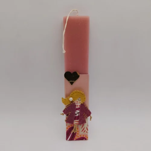 Ροζ λαμπάδα με καρφίτσα