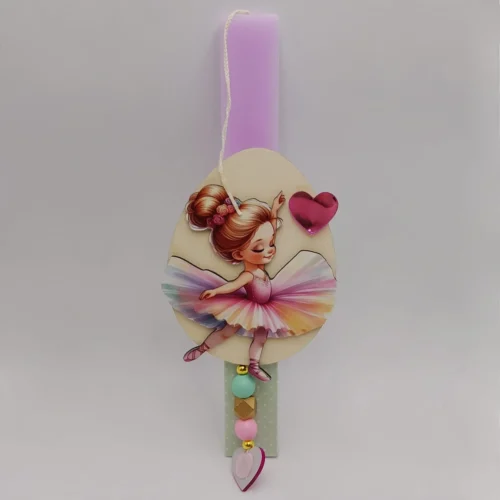 Λαμπάδα με ξύλινη μπαλαρίνα