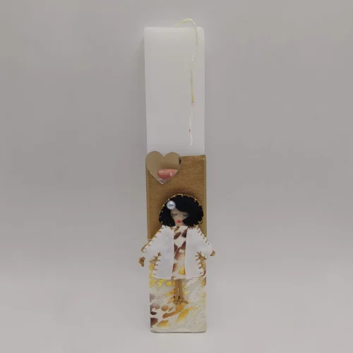 Λευκή λαμπάδα με καρφίτσα