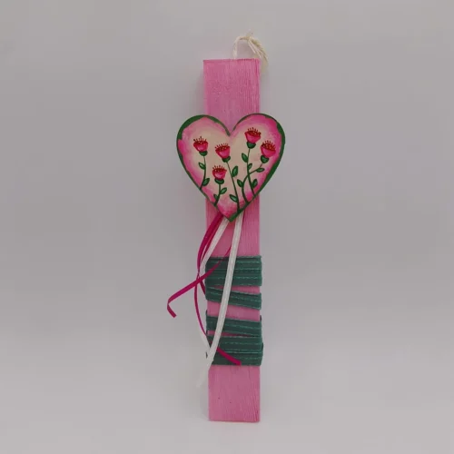 Ροζ λαμπάδα με καρδιά