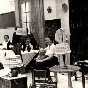 Sissi Kaloutsi at Double Axe stand at a greek folk art exhibition in Thessaloniki in 1951. Sissi Kaloutsi at Double Axe's stand at a greek folk art exhibition in Thessaloniki in 1951.