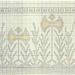 Minoan design, double axe, on graf paper. Minoan design, double axe, on graf paper.