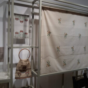 Tablecloths and handbag exhibited at the municipal gallery in Chania. Tablecloths and handbag exhibited at the municipal gallery in Chania.