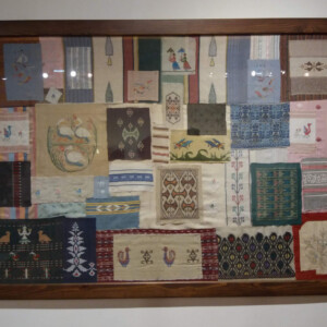 Wall hanging made from pieces of fabrics designed by Florentini Kaloutsi. Wall hanging made from pieces of fabrics designed by Florentini Kaloutsi.